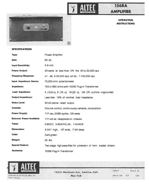 Altec brand name has been purchased a few times and is not making brands at this time. . Altec dc1317 parts manual pdf